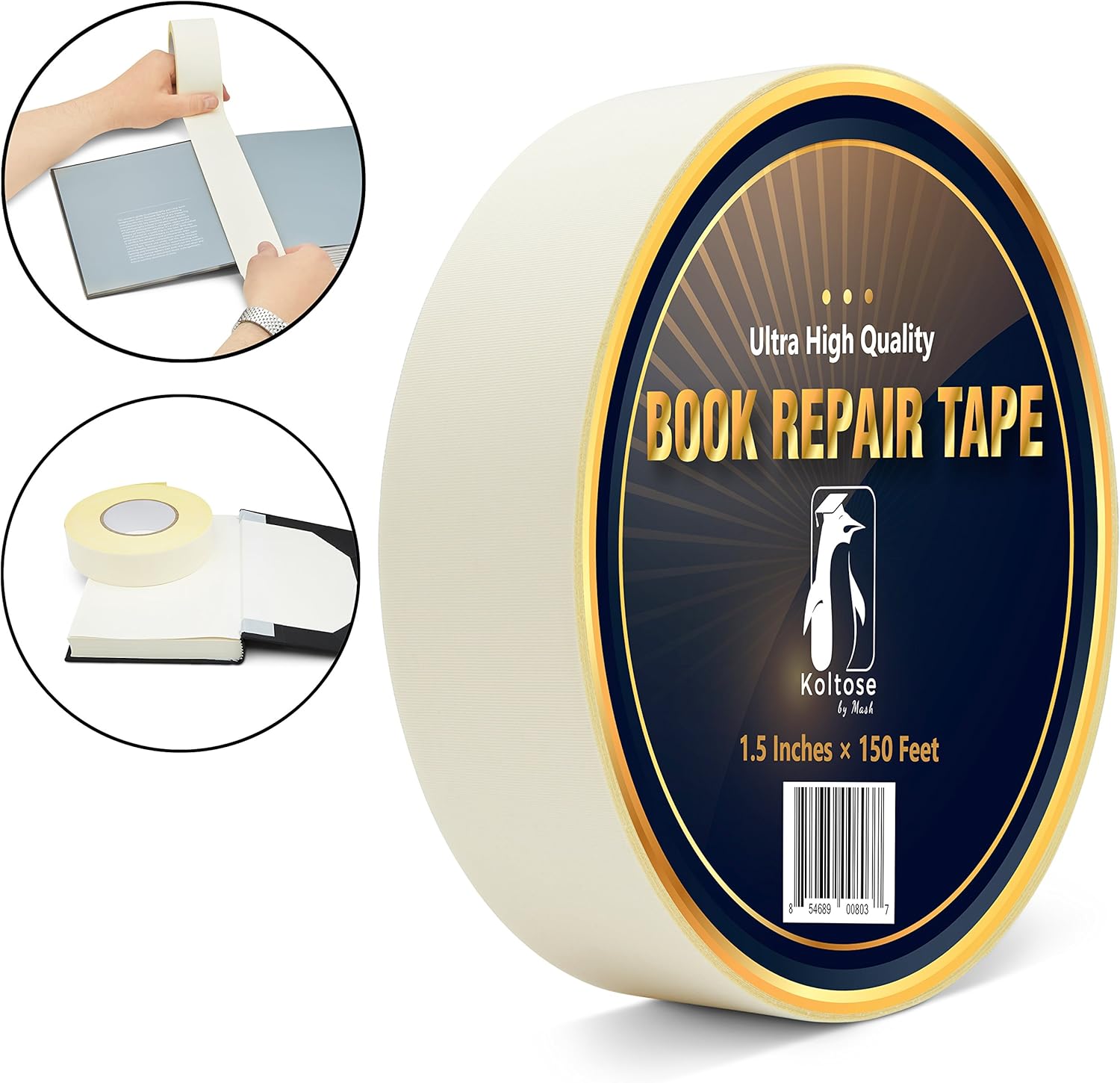 White Bookbinding Tape, Extra Long White Cloth Book Repair Tape for Bookbinders, 1.5 Inches by 150 Feet