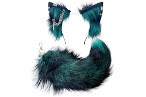 WZLTYRZZ Cat Fox Wolf Ears and Tail Set - Cosplay Clips Headband and Tail for Halloween, Costume Accessories,Animal Party