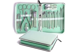 UMEINAC TECH Manicure Set Pedicure Kit Professional Manicure Kit Pedicure Set, 26-Piece Stainless Steel Nail Clipper Set Nail Care Kit for Men Women - Green