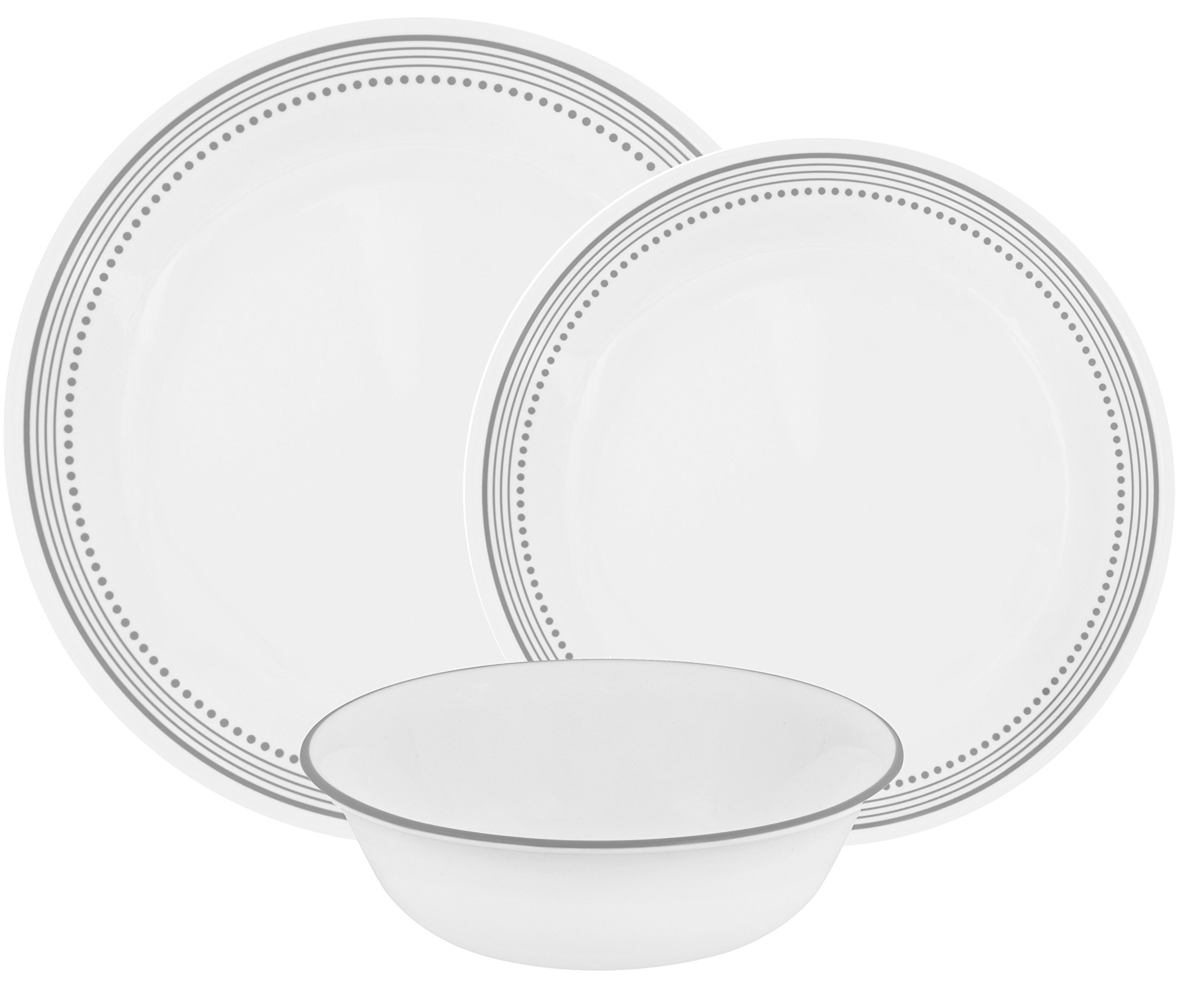 Corelle 1127003 Mystic Gray Chip & Break Resistant 12pc Dinner Set