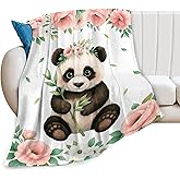 Panda Blanket Cute Pandas Soft Cozy Throw Blanket Animal Decor Super Plush Warm Stuff Lightweight Fleece Flannel Blankets Gifts for Women Girls Kids Adults 50"X40"