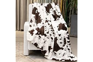 GEULAY Fleece Blanket Cow Print Soft Throw Blanket Lightweight Throw Blanket