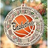 Basketball Ornaments for Christmas Tree - Basketball 2 Layer Wood & Acrylic Ornament Decor 2025 - Basketball Gifts for Men, Women - Gifts for Basketball Lover for Basketball Fan