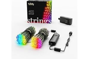 Twinkly Strings 400 LED RGB, LED Light String for in- and Outdoor, Christmas Lights, Smart LED Lights, Mappable LEDs, Compatible with Alexa and Google Home, IP44, Green Wire, 105ft