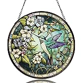 Sun Catcher Stain Glass,Hummingbird Suncatcher Stained Glass Decor for Window Hanging, Gardening Gifts for Women with 6.3 Inch
