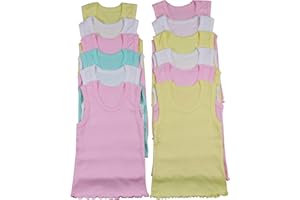ToBeInStyle Girl's 4 Pack Ruffle Hem Cotton Tank Tops