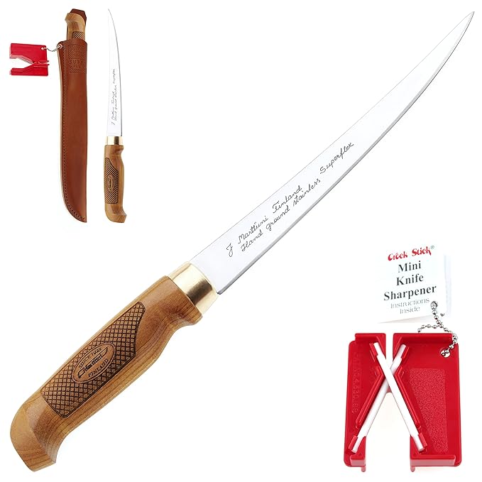 MARTTIINI Classic Superflex Filetier-Messer 30,6cm + LANSKY Crock Stick Messer-Schärfer/Filleting Knife & Sharpener Combo, ex