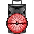 Technical Pro 2000 Watts Rechargeable 12" Portable Bluetooth LED Speaker with USB/SD Card, 1/4'' Microphone Inputs, Top and Side Carry Handles and Wheels