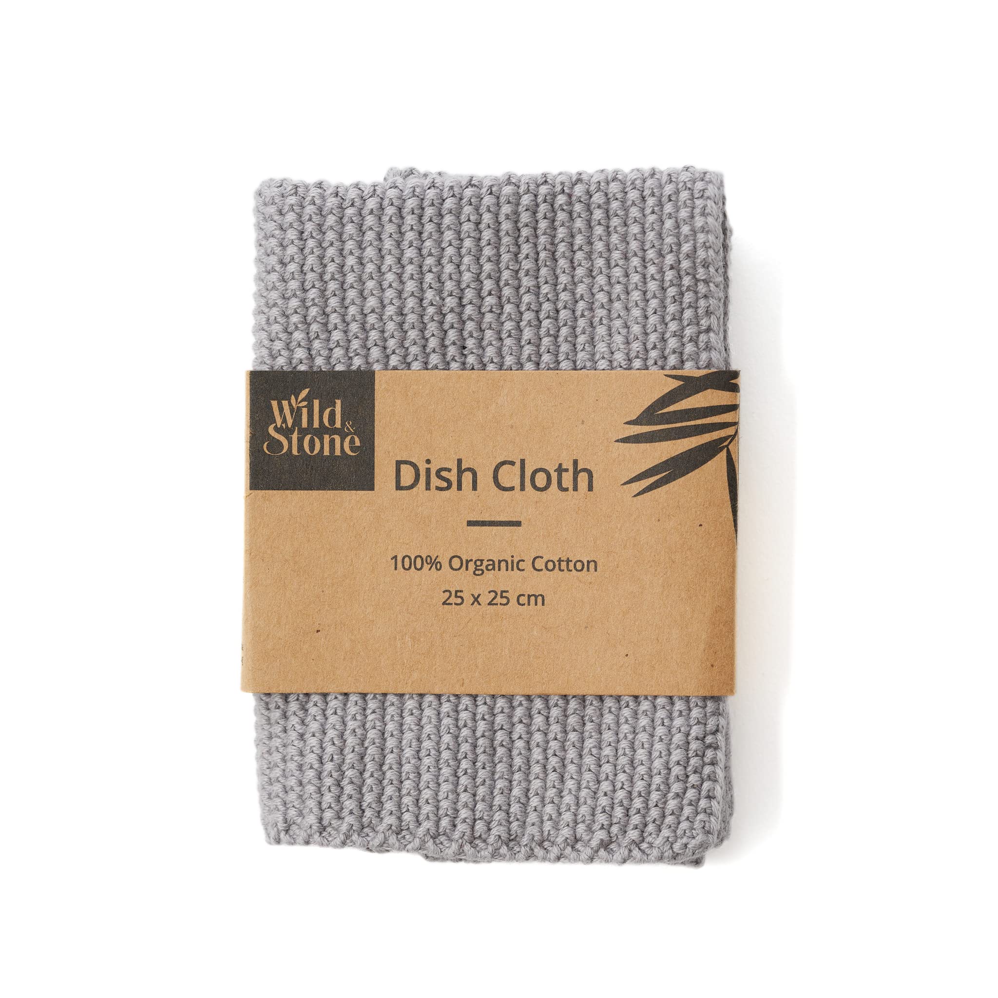 Wild & Stone | Organic Cotton Dish Cloth | Eco-Friendly Kitchen Cloth | Biodegradable & Compostable Cleaning Cloth (Dove Grey)