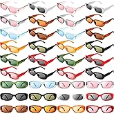 Mixweer 36 Pcs Rectangle Sunglasses Bulk Retro Glasses 90s Vintage Women Trendy Sunglasses Party Favors for Men Adult