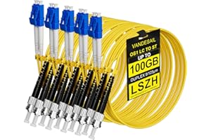 VANDESAIL 5 Pack LC to ST OS1 Fiber Patch Cable 2M, Single Mode Duplex 9/125µm Fiber Jumper LSZH for Fiber Optic Transceivers -2M(6.5FT) 5pack