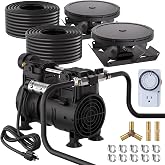 HQUA PAS20 Pond &amp; Lake Aeration System for Up to 3 Acre, 3/4 HP Compressor + Two 100' Weighted Tubing + 2 Diffusers