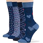 7BigStars Women Viscose From Bamboo Dress Socks, Solid Patterned Crew Fit, 4 Pairs Breathable Seamless for Work Daily Wear