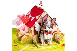 Paper Love Valentines Day Card, 3D Pup's Love Cabin Pop Up Card, With Detachable Popup Keepsake, Gift for Birthday, Wedding, Anniversary, All Occasion - 5" x 7" Cover - Includes Envelope and Note Tag