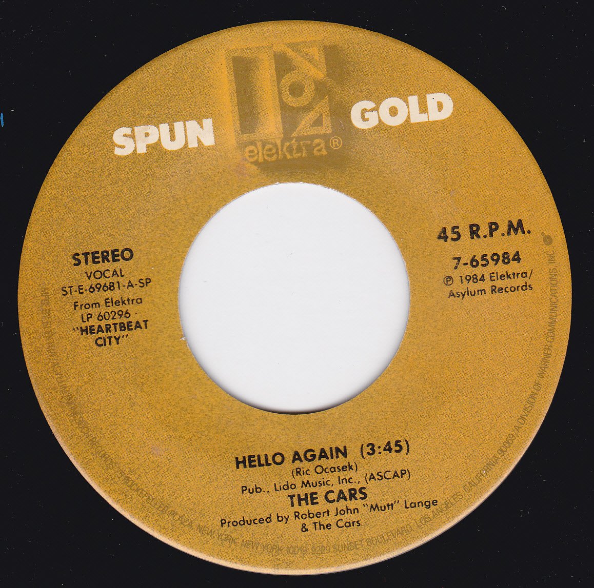 The Cars Hello Again/Drive (NM 45 rpm) Music