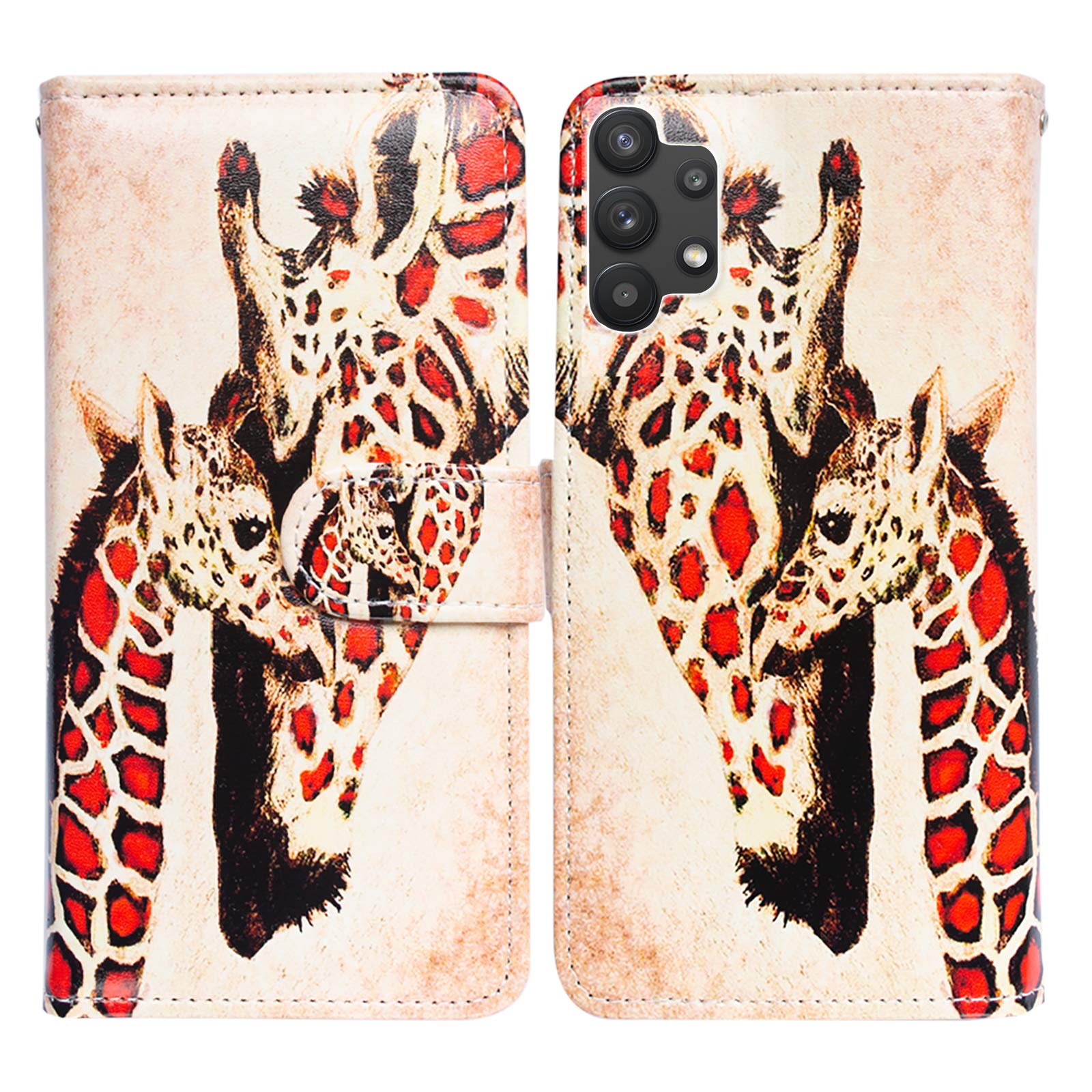 Bcov Galaxy A32 5G Case, Giraffe Mother Baby Leather Flip Phone Case Wallet Cover with Card Slot Holder Kickstand For Samsung Galaxy A32 5G 2021 โ image 1