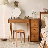Aibiju Square Wooden Stool Dressing Table Stool Solid Wood 11.4 in Natural view 9