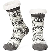The Metluks Women's Knit Slipper Socks with Non-slip Grippers, Warm Fuzzy Fluffy Sherpa Lined, Cozy Christmas Gifts