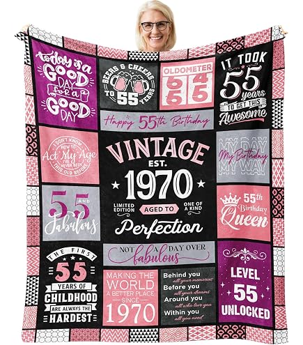 55th Birthday Pillow Cover Gift For Women - 18x18 Inch Soft Microfiber Decorative Pillow - Funny 55th Birthday Idea