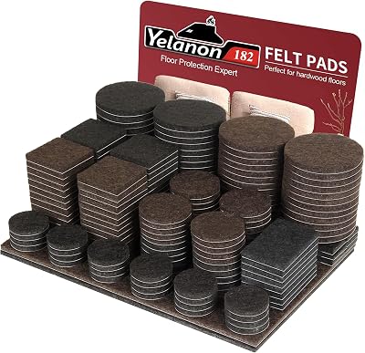 Yelanon Felt Furniture Pads 182 Pcs Self Adhesive Anti Scratch Floor Protectors