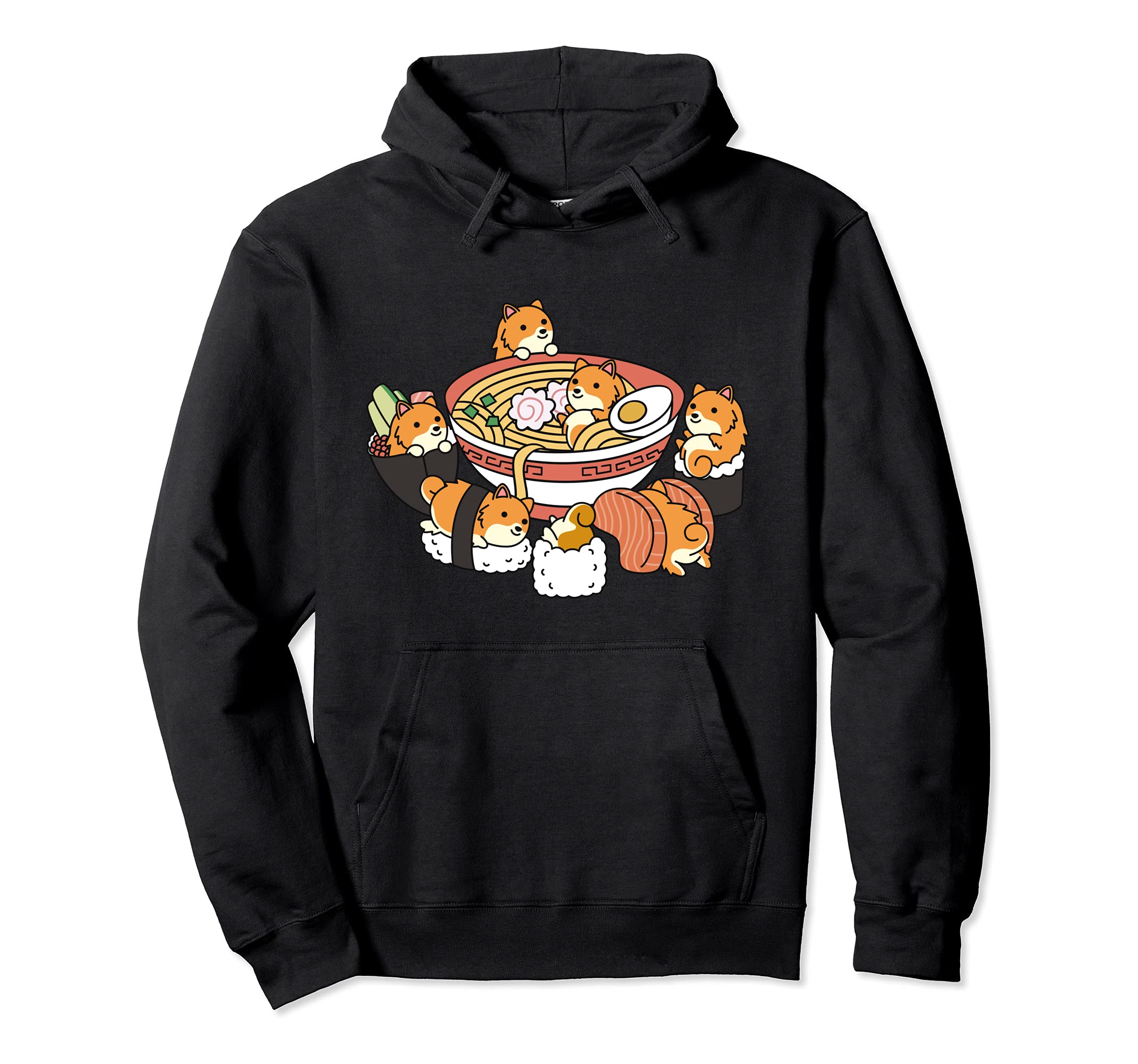 Ramen Sushi Pomeranian Dog Pullover Hoodie