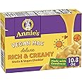 Annie's Deluxe Vegan Mac and Cheddar Shells, Vegan Macaroni and Cheese, 10.8 oz