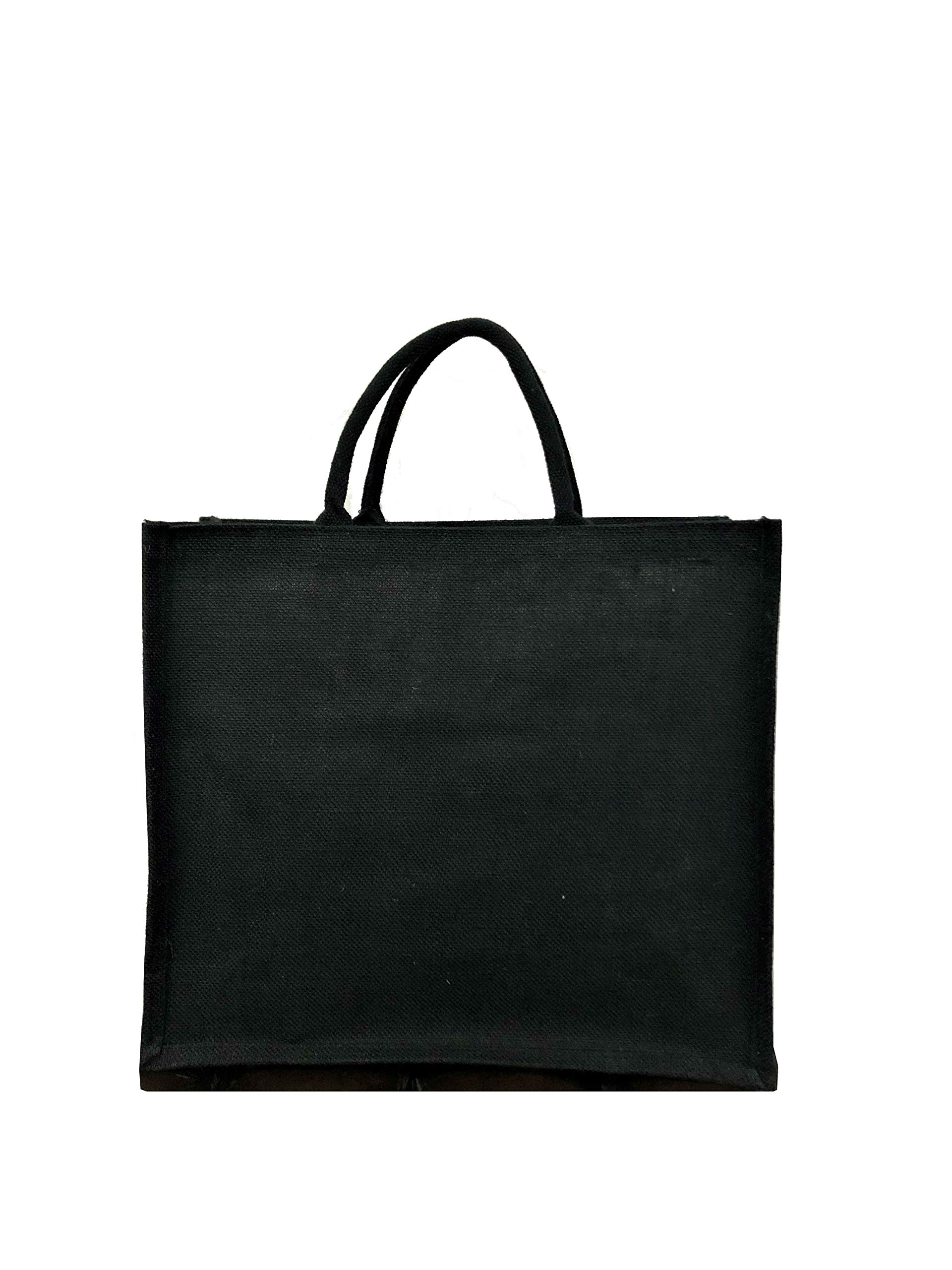 Jute Hessian Lunch Gift Shopping Bag - Black, Small, Medium, Large