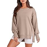 ANRABESS Womens Oversized Sweatshirts Crew Neck Long Sleeve Shirts Casual Loose Slit 2025 Fall Outfits Y2K Teen Girls Clothes