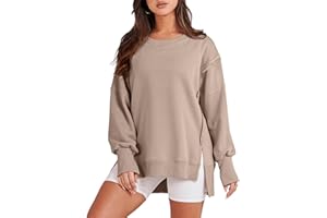 ANRABESS Womens Oversized Sweatshirts Crew Neck Long Sleeve Shirts Casual Loose Slit 2025 Fall Outfits Y2K Teen Girls Clothes