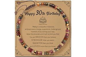 ZOKCC 30th 40th 50th 60th 70th 80th Birthday Gifts for Women, Natural Stone Bracelet Birthday Gifts for Mom Daughter Grandma Sister Friends Coworker