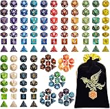 QMay Polyhedral Dice Set 7 Sided DND MTG 20 Sets 140pcs with Pouch view 1