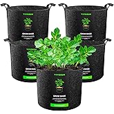 VIVOSUN 5-Pack 10 Gallon Plant Grow Bags, Heavy Duty Thickened Nonwoven Fabric Pots with Handles