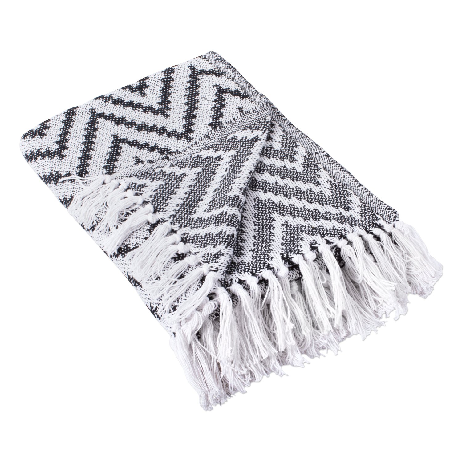 DII Large Chevron Woven Throw, Cotton, Black, 50x60