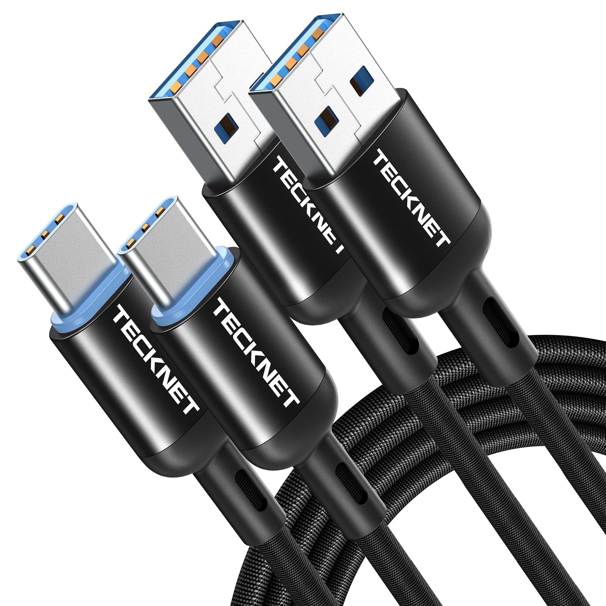 TECKNET USB C Fast Charging Cable, 2 Pack 2M 3.3A Nylon Braided Type C Cable for iPhone Samsung Galaxy S22 S21 S20 Google Pixel Xiaomi Sony Xperia and more