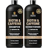 INFINA ESSENTIALS Caffeine Biotin Shampoo and Conditioner Set | 16 fl oz Each | with Batana Oil | Nourishing & Strengthening Formula | Promotes Hair Growth, Thickness & Fuller-Looking Hair