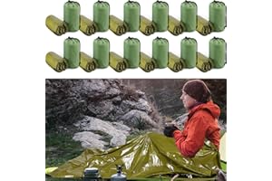 Mixweer 12 Pcs Emergency Sleeping Bag Portable Survival Thermal Bivy Sack Lightweight Emergency Shelter for Homeless People Waterproof Bivy Bag for Camping Hiking Adventure Outdoor, Green
