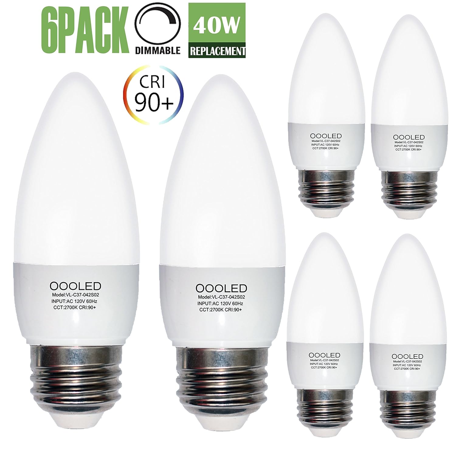 Candelabra LED Bulbs 40W Equivalent, 2700K Daylight White Decorative