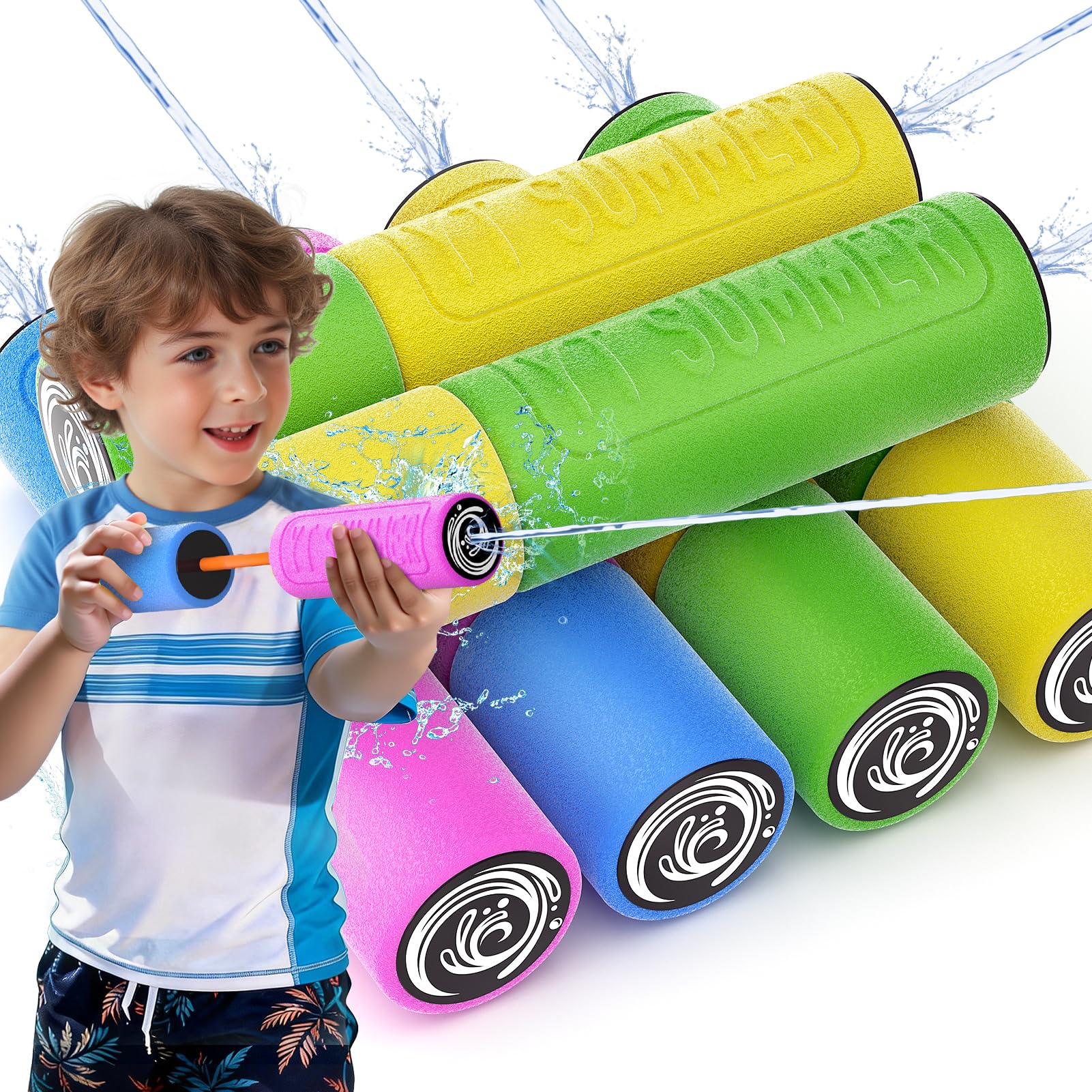 6Pcs Foam Water Guns for Kids Toddlers, 16cm Soft Foam Water Pistols, Safe Squirt Guns for Pool Beach Outdoor Play, Summer Water Toys for Boys Girls Age 1-5 — image 1