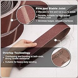 HARFINGTON 3 x 21 Inch Sanding Belts, 6 Pcs 36