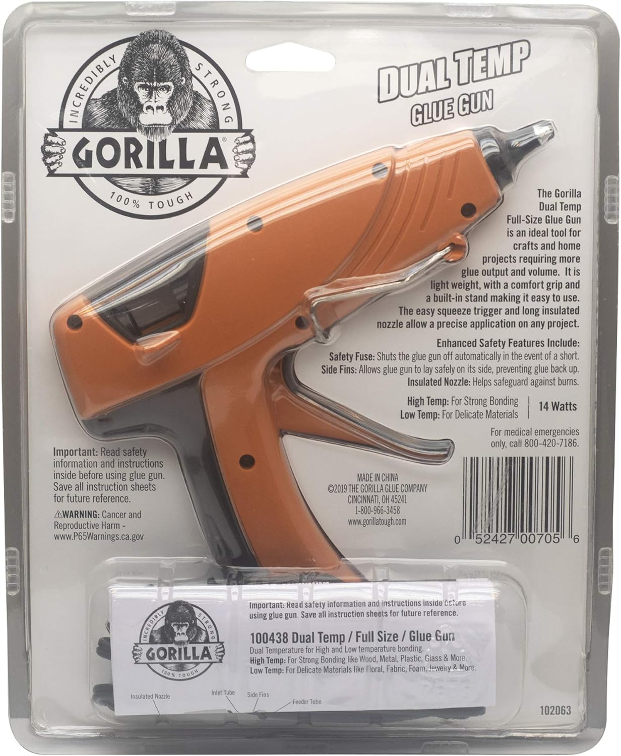 Gorilla 100426 Full-Size Hot Glue Gun, Orange: Home Improvement