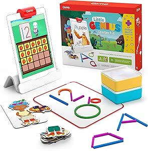 Osmo - Little Genius Starter Kit for iPad + Early Math Adventure - 6 Educational Learning Games - Ages 3-5 - Counting, Shapes, Phonics &amp; Creativity (Osmo iPad Base Included) (Amazon Exclusive)