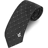 UzairUmair Masonic Regalia Craft Masons Neck knitted Woven Silk Tie with square and compass black/White