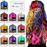 10Pcs Temporary Hair Color Wax for Christmas Party, Daily Party Cosplay Stocking Stuffers DIY Washable Hair Chalk Natural Instant Hair Color for Women Temporary Hair Dye for Kids Teens Women Men 40g