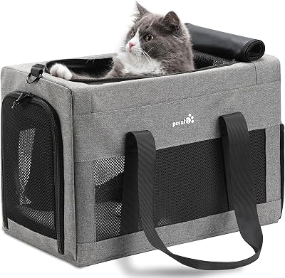 pecute Cat Carrier Airline Approved Extra Stable Handbag Grey