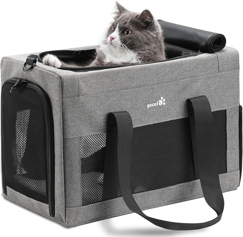 pecute Cat Carrier Airline Approved Extra Stable Handbag Grey