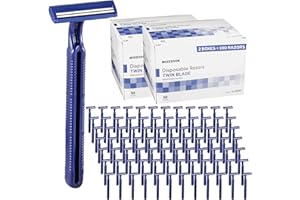 McKesson Disposable Razors [100 Count] – Twin Blade Bulk Shaving Razors for Men & Women, Stainless Steel, Blue, Single-Use for Medical Clinics, Tattoo, Travel, Camping & Salon Care