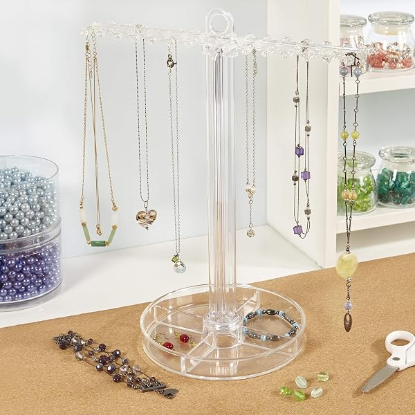 STORI HANGING JEWELRY ORGANIZER WITH DIVIDED TRAY, PREMIUM QUALITY JEWELRY STAND, MADE IN USA