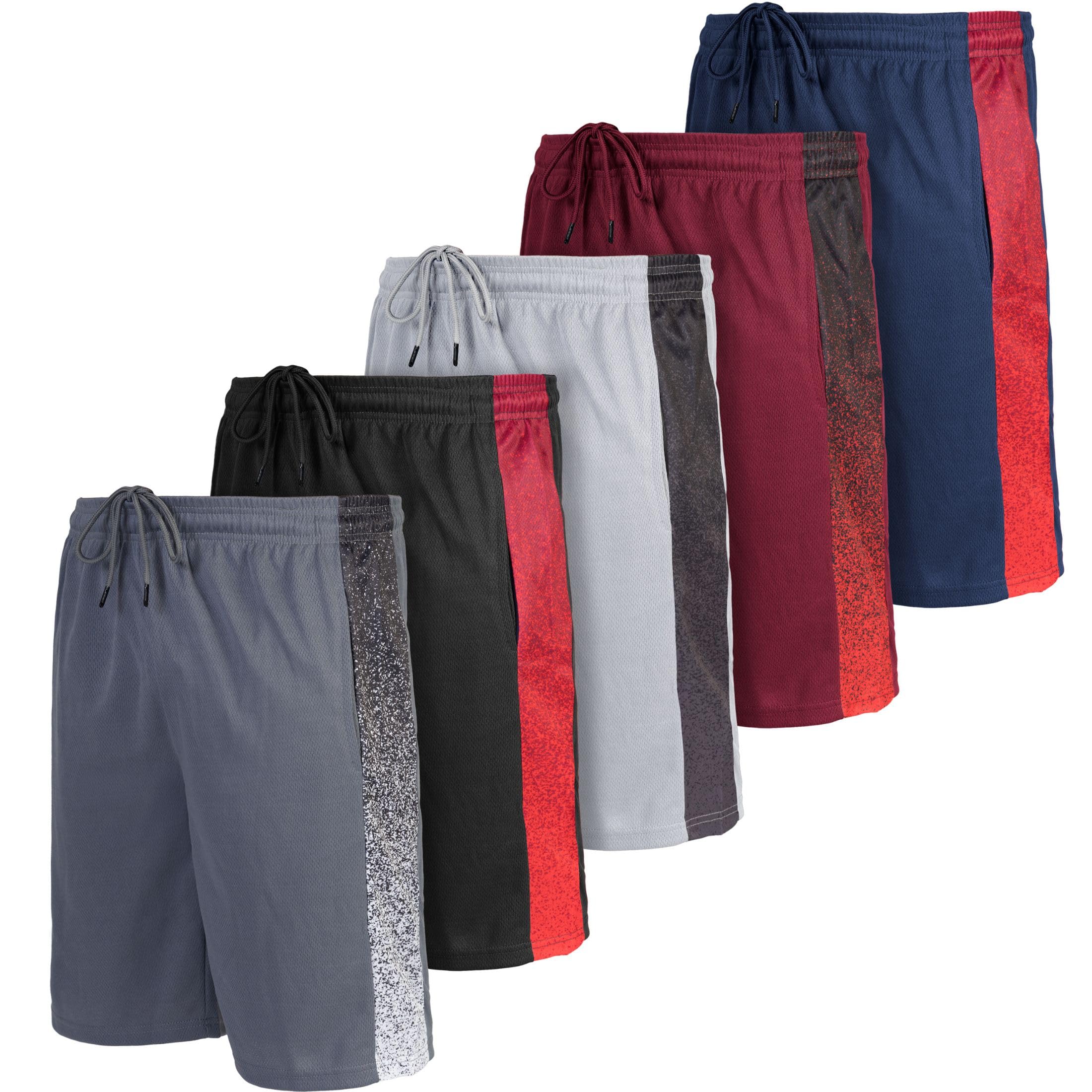 Photo 1 of [5 Pack] Men’s Dry-Fit Active Athletic Shorts Basketball Running Workout Training Gym (US, Alpha, Large, Regular, Regular, Set d)