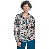 Calvin Klein Womens Button Up Collared Cuffed Lantern Sleeves Blouse