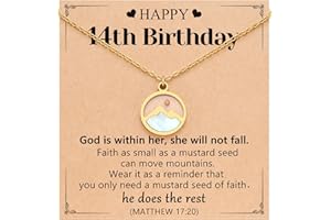 Eryuor Silver/Gold Love Moving Mountains-Happy 12th 13th 14th 16th Birthday Gifts Mustard Seed Necklace Bday Presents
